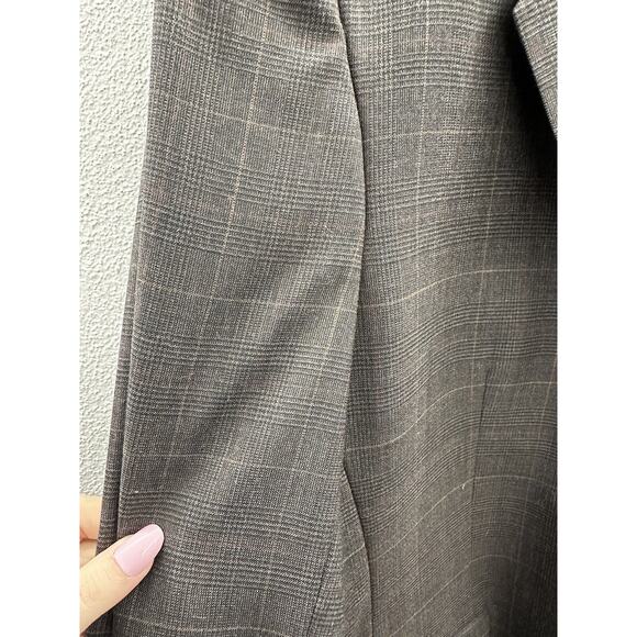 Johnny Bench Mens Suit Coat Size 44L Brown Plaid MVP Collection Two Button Up - Picture 5 of 14